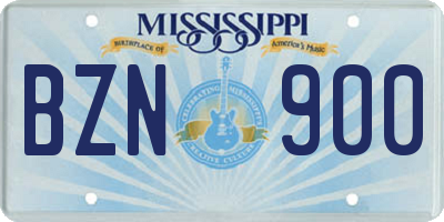 MS license plate BZN900