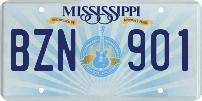 MS license plate BZN901