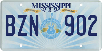 MS license plate BZN902