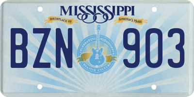 MS license plate BZN903