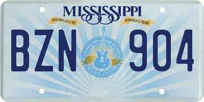 MS license plate BZN904