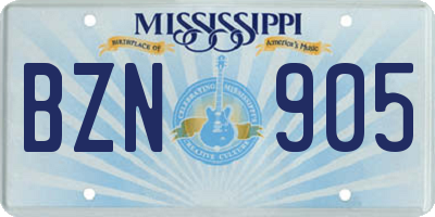MS license plate BZN905