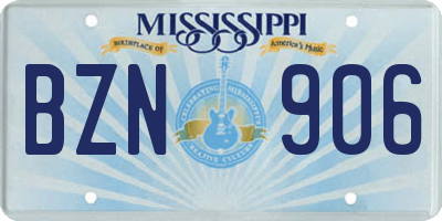 MS license plate BZN906