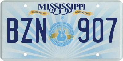 MS license plate BZN907