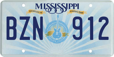 MS license plate BZN912