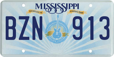 MS license plate BZN913