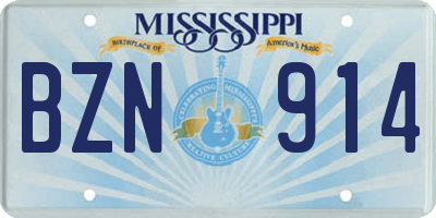 MS license plate BZN914
