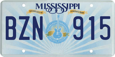 MS license plate BZN915