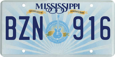 MS license plate BZN916