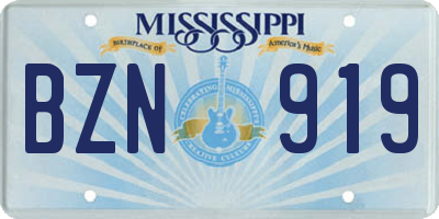 MS license plate BZN919