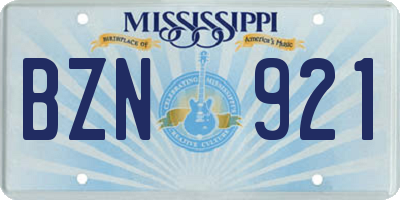 MS license plate BZN921