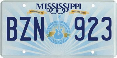 MS license plate BZN923