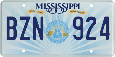 MS license plate BZN924
