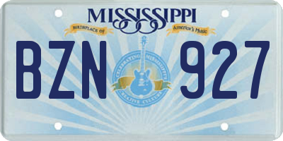 MS license plate BZN927