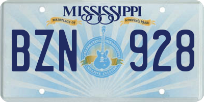 MS license plate BZN928