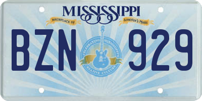 MS license plate BZN929