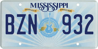 MS license plate BZN932