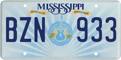 MS license plate BZN933