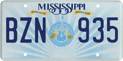 MS license plate BZN935