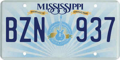 MS license plate BZN937