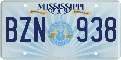 MS license plate BZN938