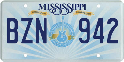 MS license plate BZN942