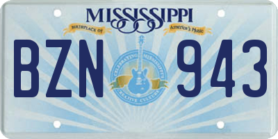 MS license plate BZN943