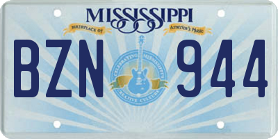 MS license plate BZN944
