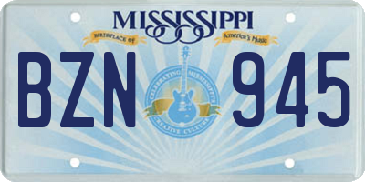 MS license plate BZN945