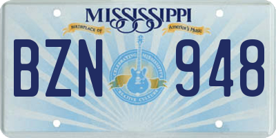 MS license plate BZN948