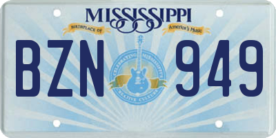 MS license plate BZN949