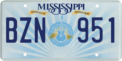 MS license plate BZN951