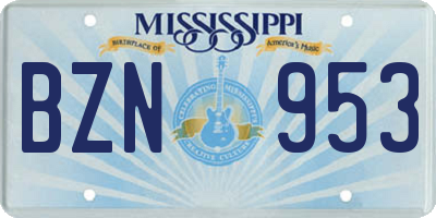 MS license plate BZN953