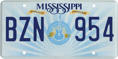MS license plate BZN954