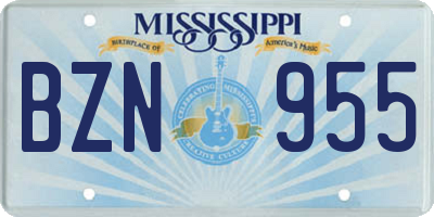 MS license plate BZN955
