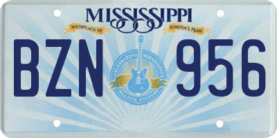 MS license plate BZN956