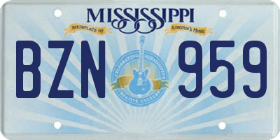 MS license plate BZN959