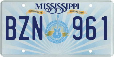 MS license plate BZN961