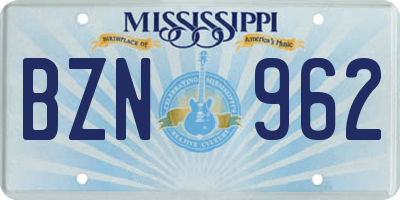 MS license plate BZN962