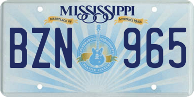 MS license plate BZN965