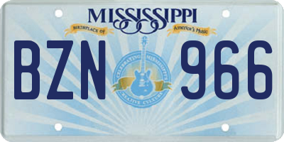 MS license plate BZN966