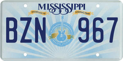 MS license plate BZN967