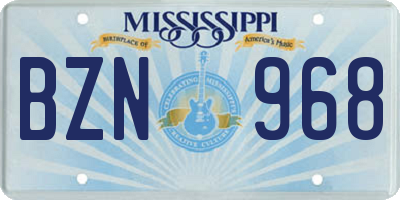 MS license plate BZN968