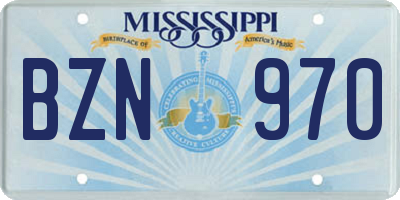 MS license plate BZN970