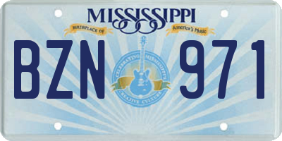 MS license plate BZN971
