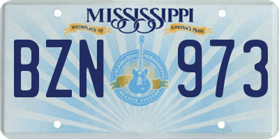 MS license plate BZN973