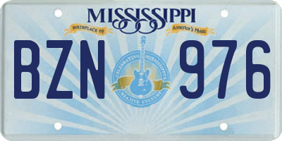 MS license plate BZN976
