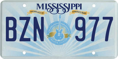 MS license plate BZN977