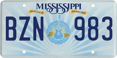 MS license plate BZN983