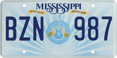 MS license plate BZN987